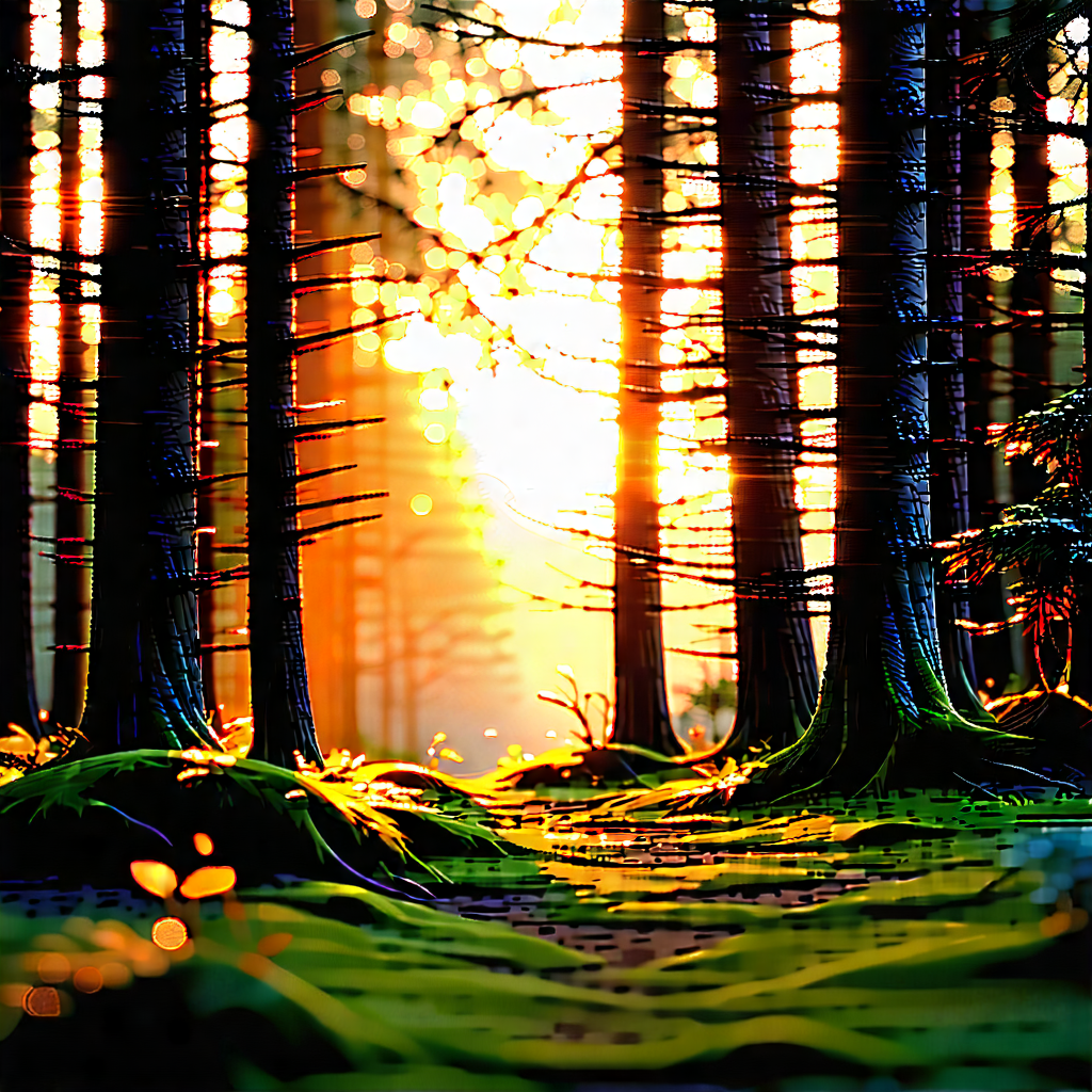 Nature Professional Photography: Forest Scene During Golden Hour With Image, There