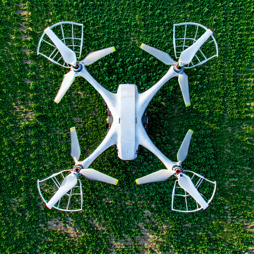 Tech Drone Photography: Drone With Data Visualization With White Drone