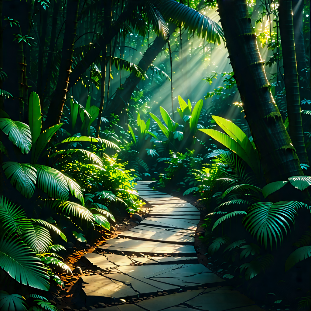 Nature Professional Photography: Path Through Tropical Jungle With Serene Forest
