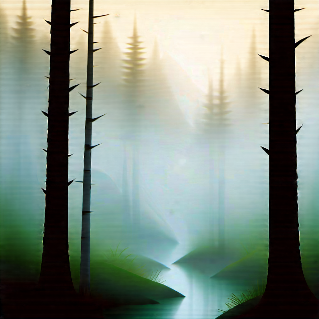 Nature Pastel Drawing: Mist Over Forest Clearing With Image, There