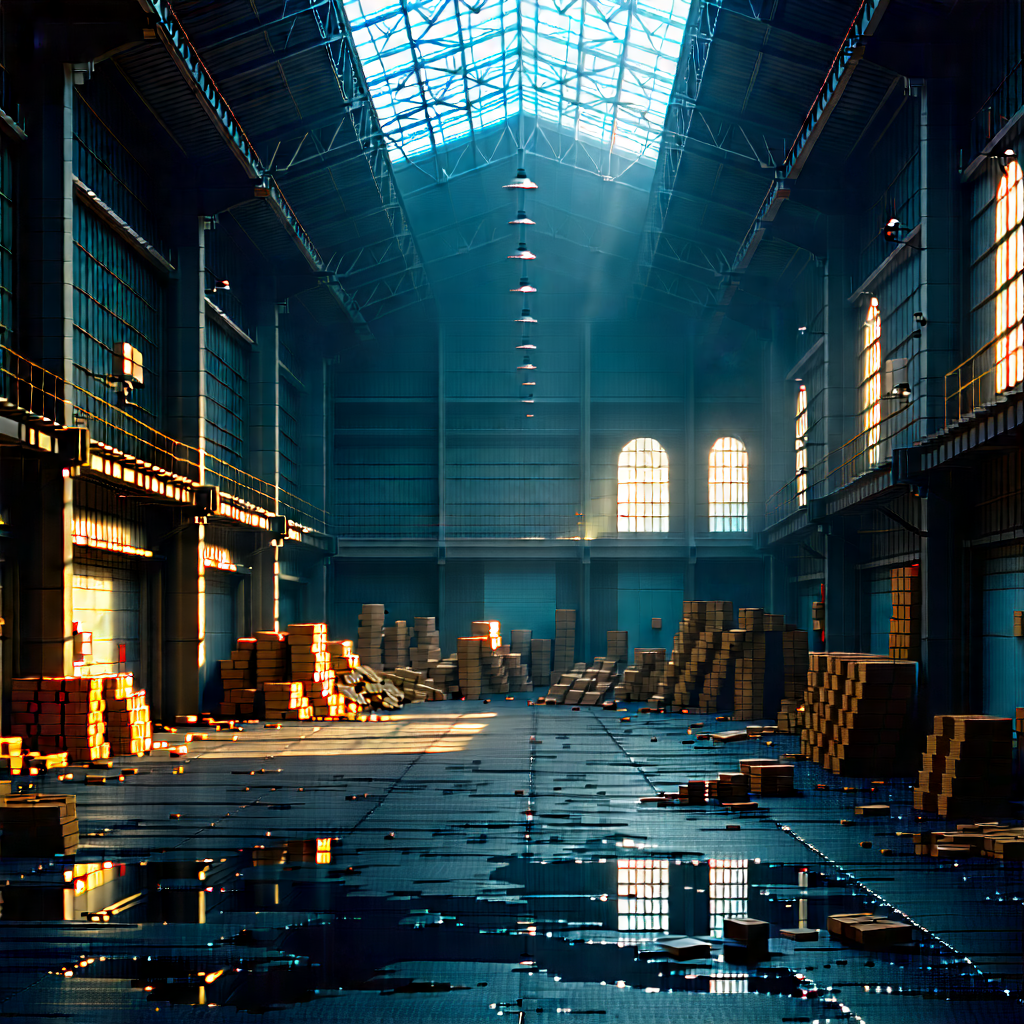 Urban Voxel Art: Converted Warehouse With Dramatic Lighting With Black White
