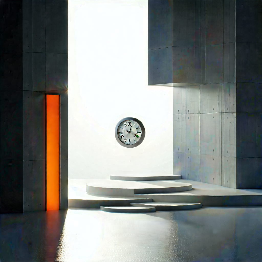 Abstract Bauhaus Style: Conceptual Representation Of Time With Clock Mounted