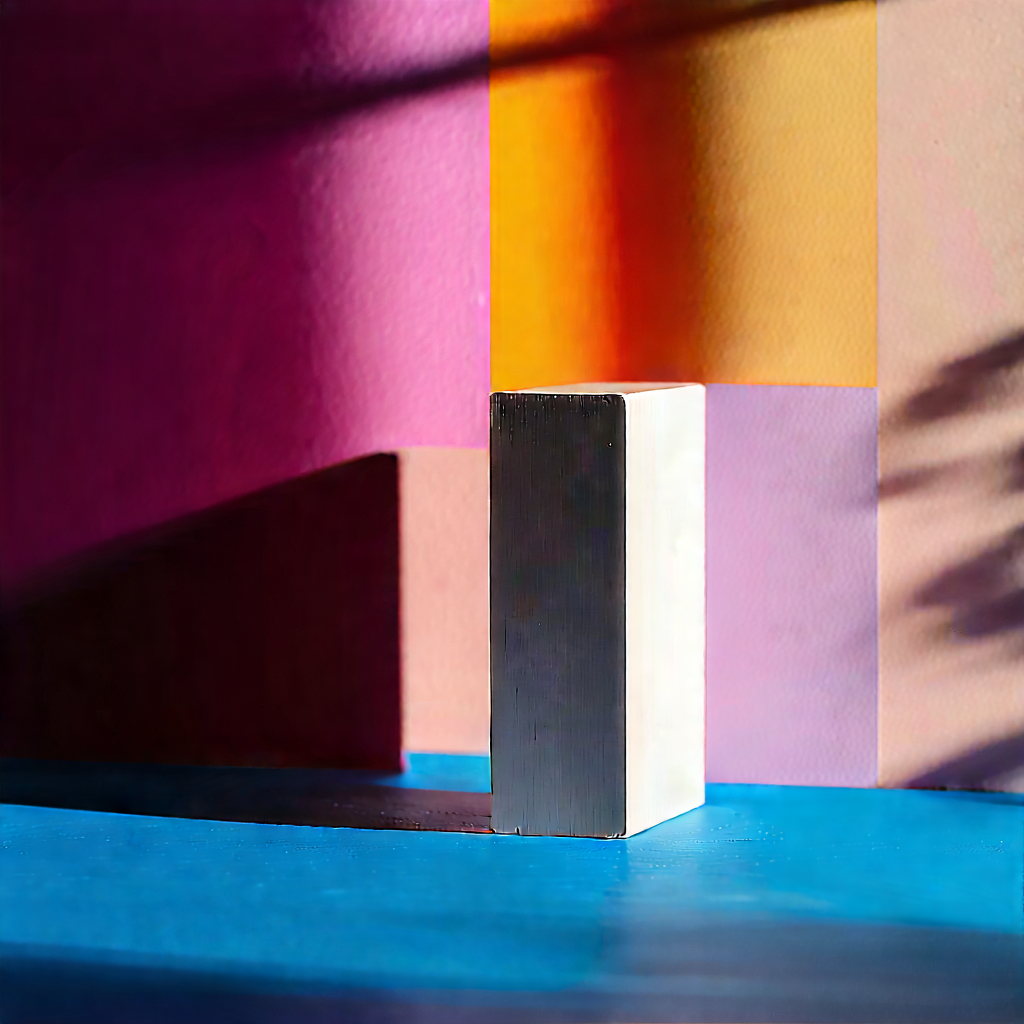 Abstract Macro Photography: Minimalist Study With Color Block With White Block