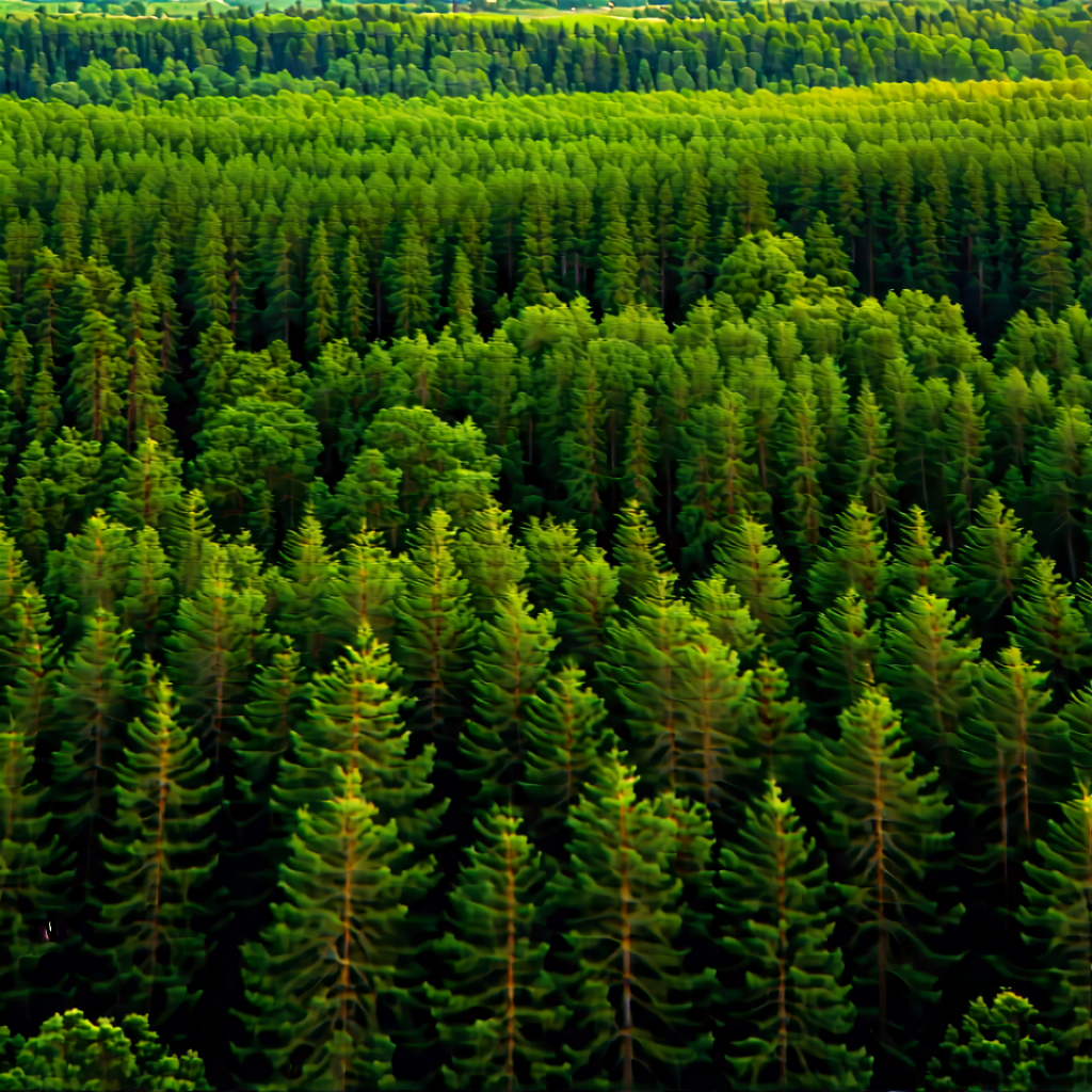 Nature Tilt-Shift Photography: Aerial view of (forest:1.16) canopy