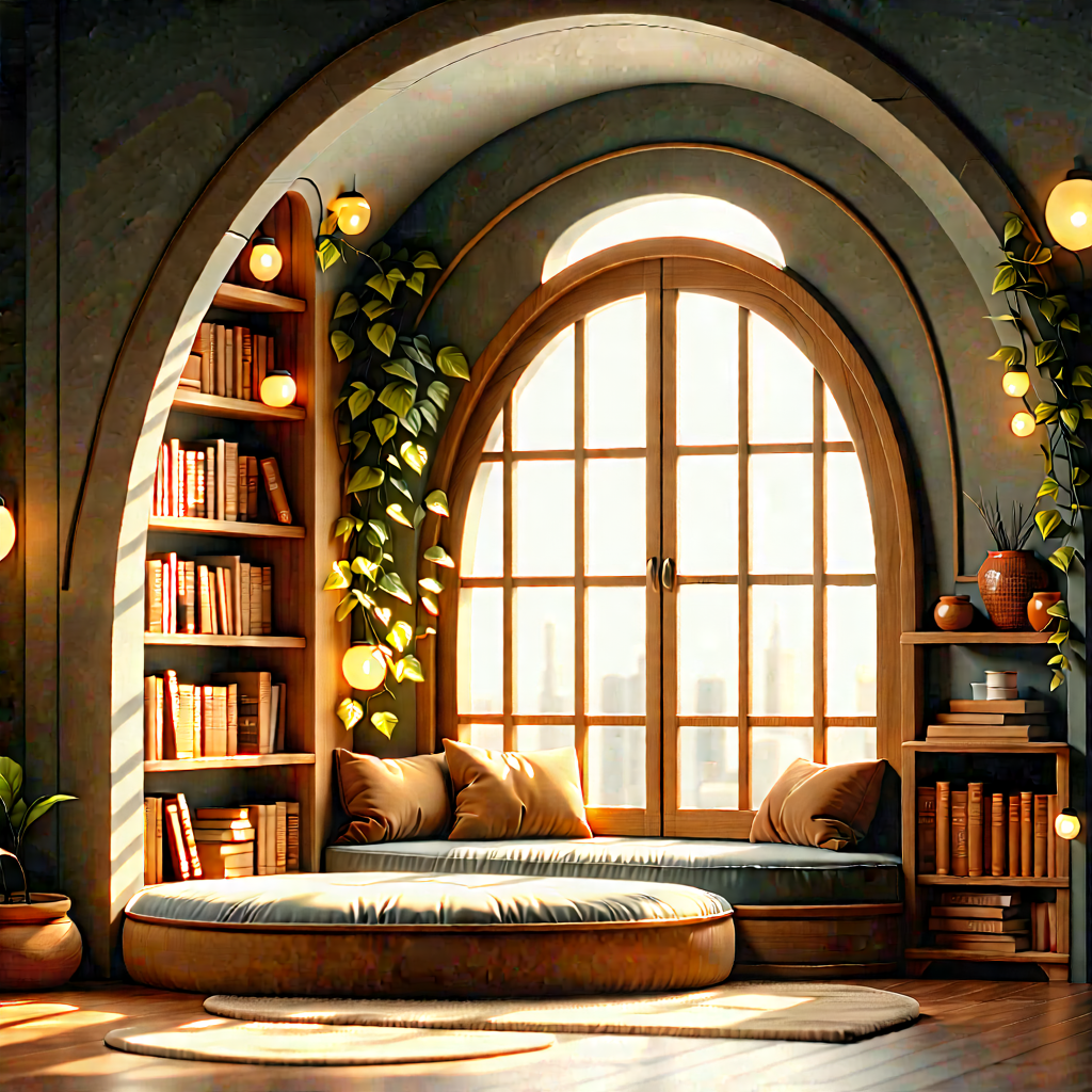 Lifestyle Blueprint Style: Reading Nook With Warm Lighting With Image, There