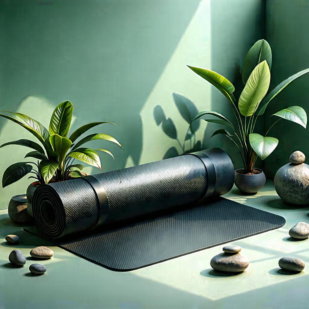Lifestyle Isometric Design: Wellness scene with yoga mat and plants