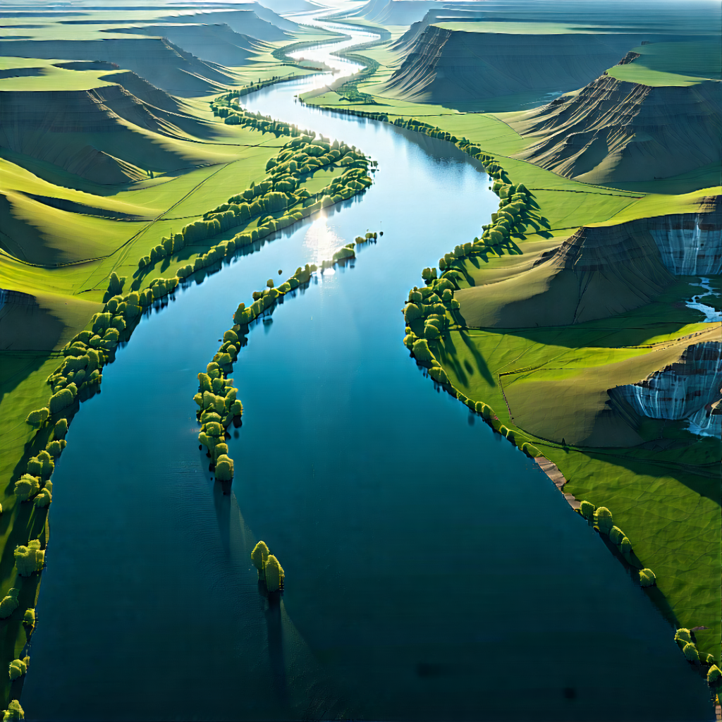 Nature Cinema 4d: Aerial View Of Winding (river:1.2) With Beautifully Rendered
