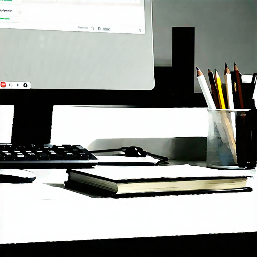 Business Digital Art: Workplace with modern office supplies on desk