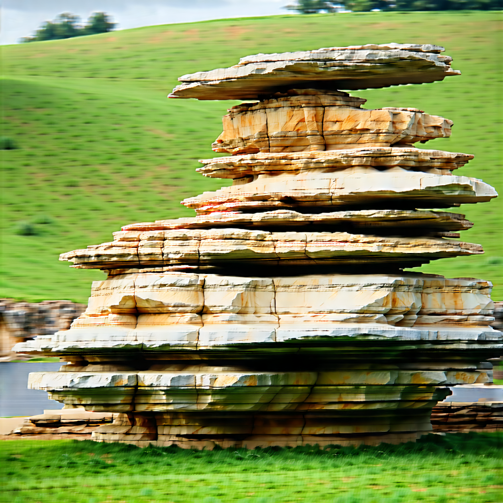 Nature Hdr Photography: Rock Formation In Summer With Large Rock