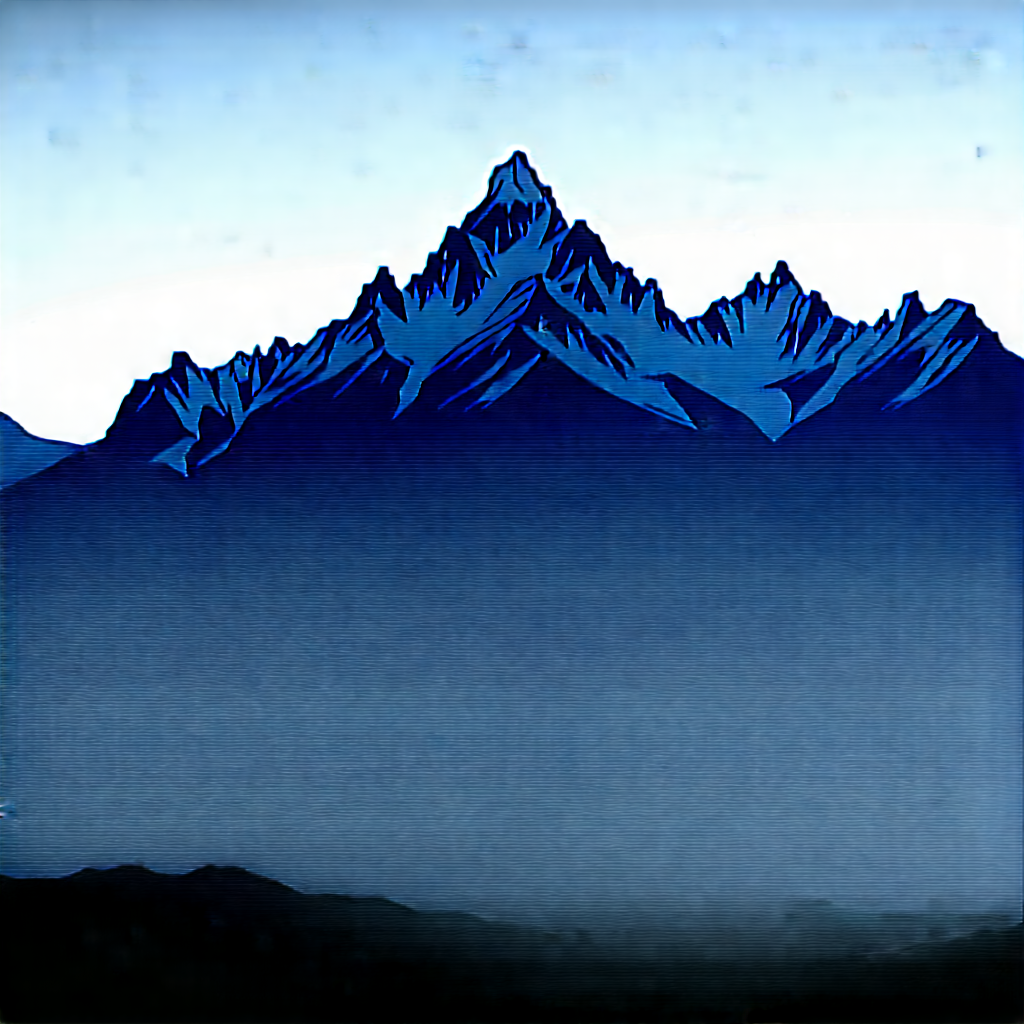 Nature Editorial Photography: (mountain:1.47) Range During Blue Hour With Beautiful Mountain