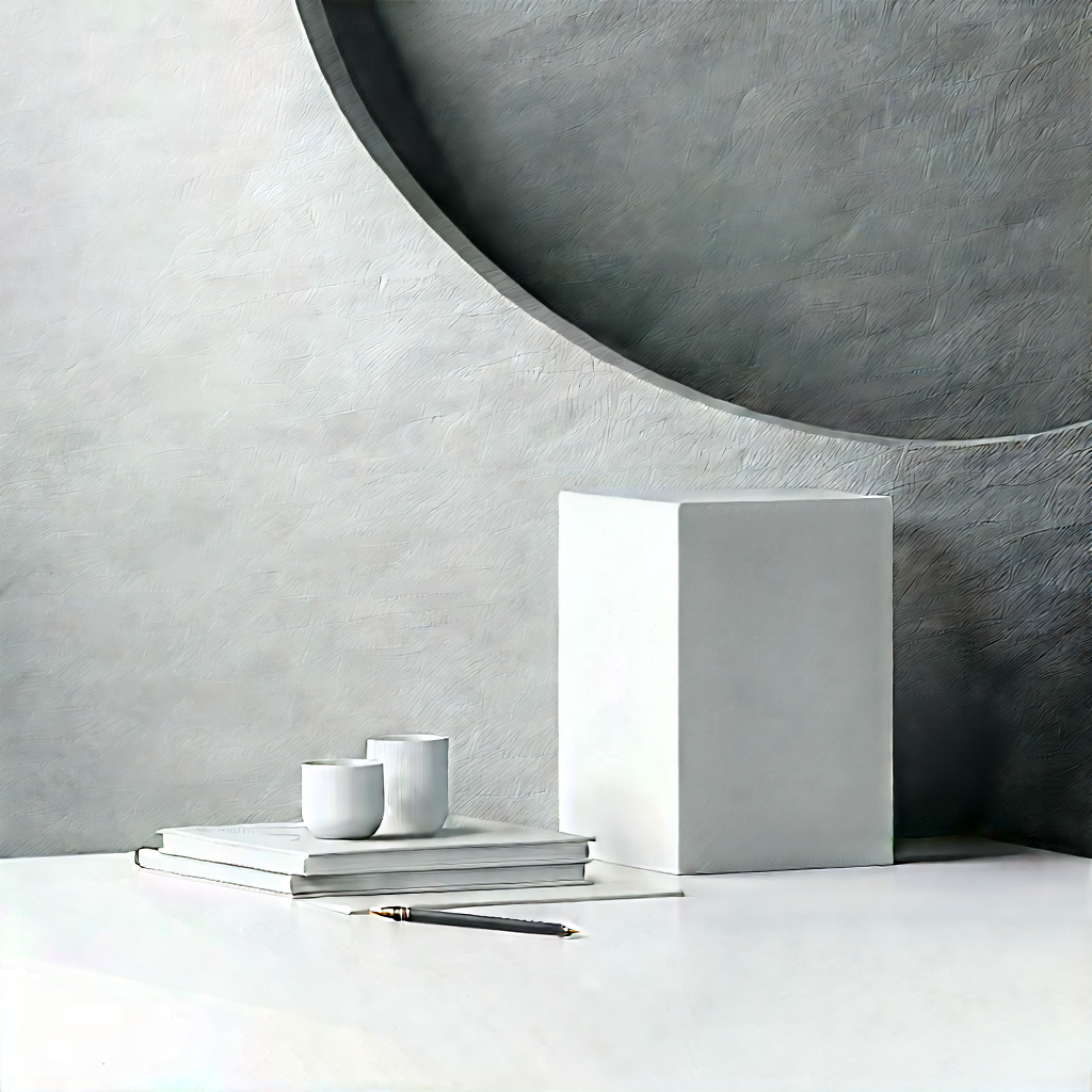 Abstract Lithograph: Minimalist Study With Tonal Variation With White Table