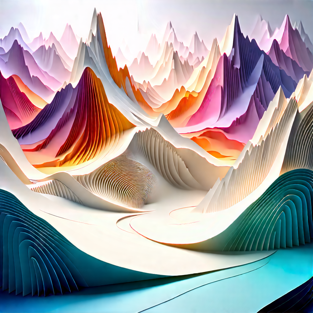 Abstract Fractal Art: Paper Formation With Depth With Large, Three-dimensional