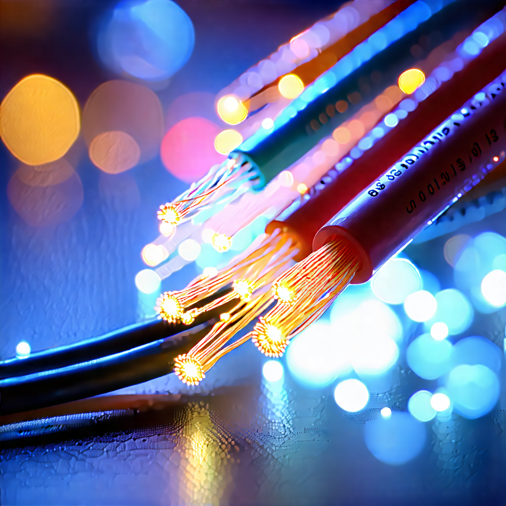 Tech Pastel Drawing: Close-up Of Fiber Optic Cables With Close-up Group