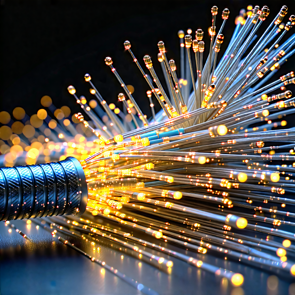Tech Architectural Photography: Close-up Of Fiber Optic Cables With Close-up Wire
