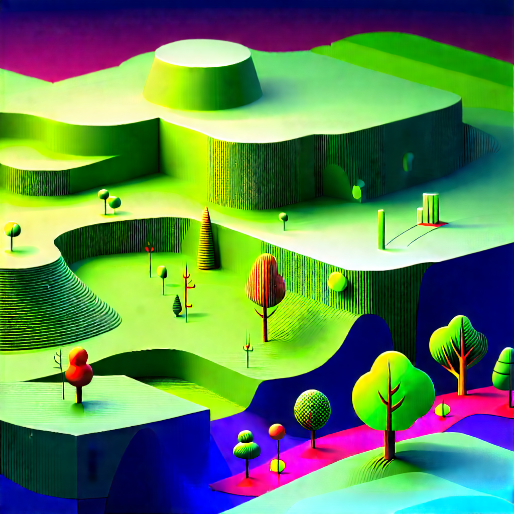 Abstract Isometric Art: Abstract Interpretation Of Growth Patterns With Three-dimensional, Colorful,