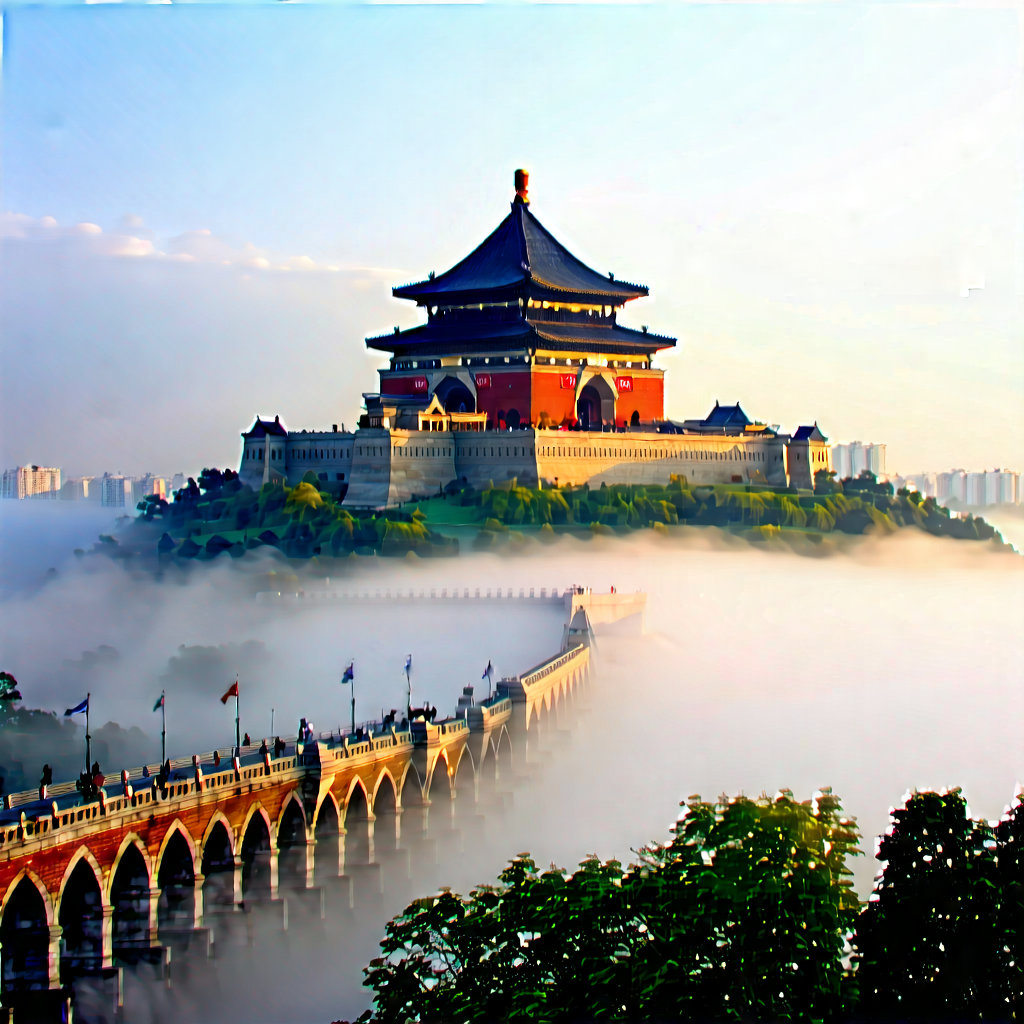 Urban Digital Illustration: Famous Building With Morning Mist With Large, Ornate