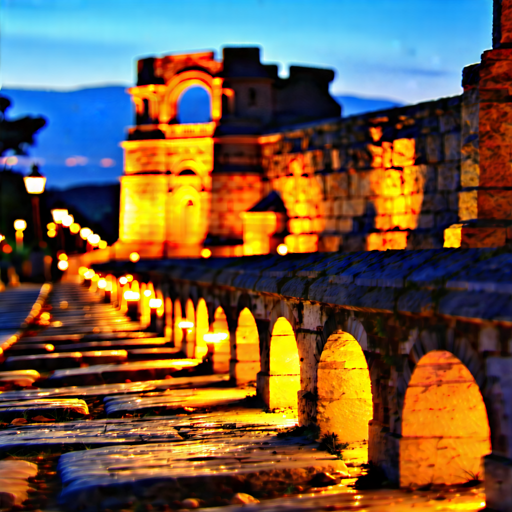 Urban Macro Photography: Historic monument with city lights