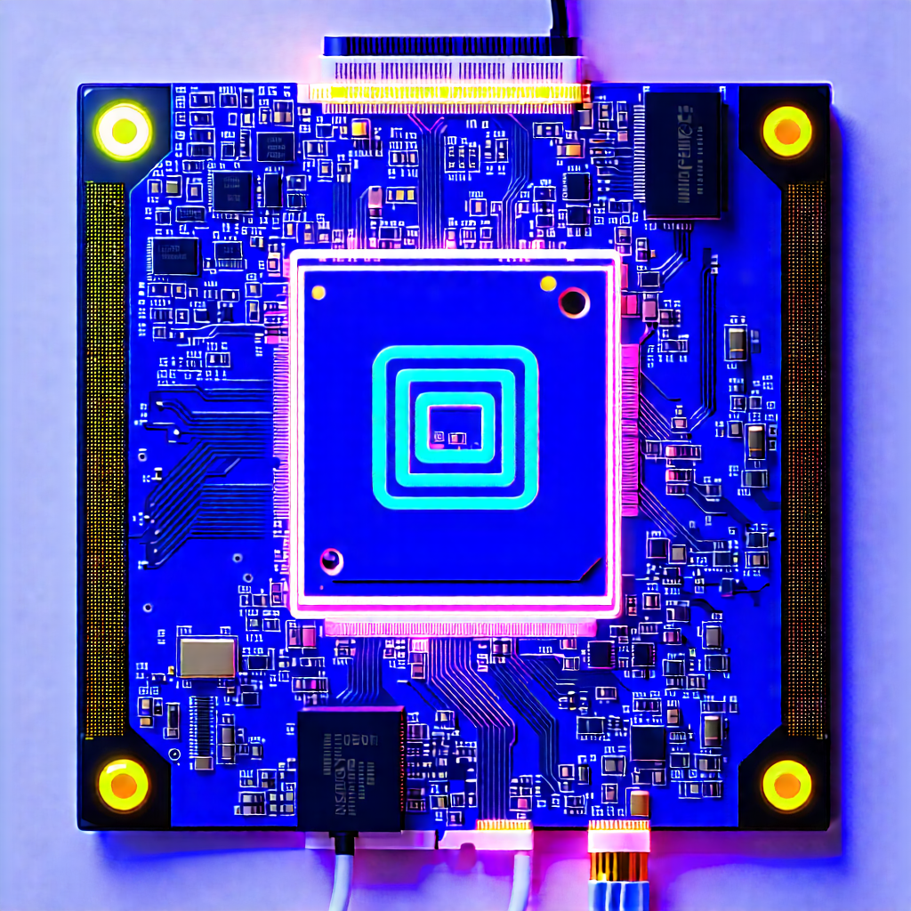 Tech Drone Photography: Circuit board with neon accents