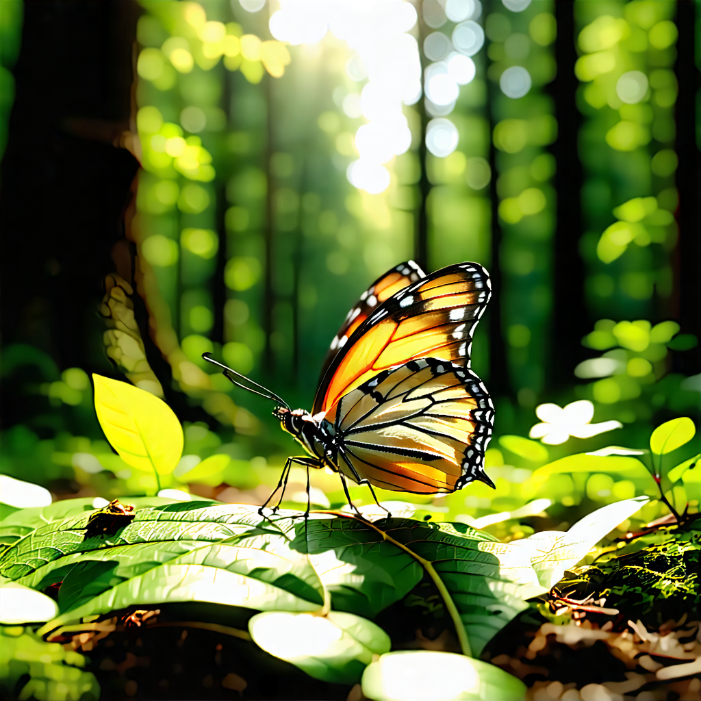 Nature Cinema 4d: Butterfly In Forest Environment With Beautiful Butterfly