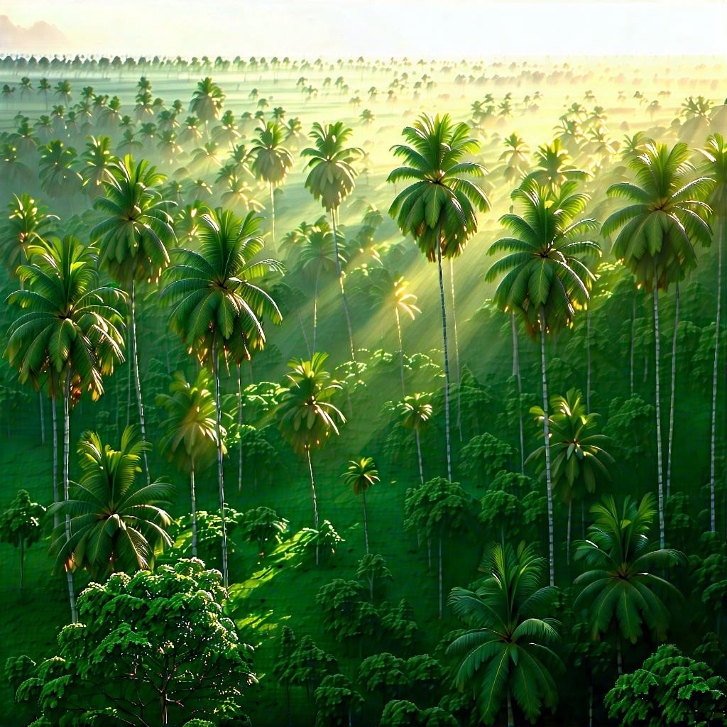 Nature Aerial Photography: Tropical plants in sunlit clearing