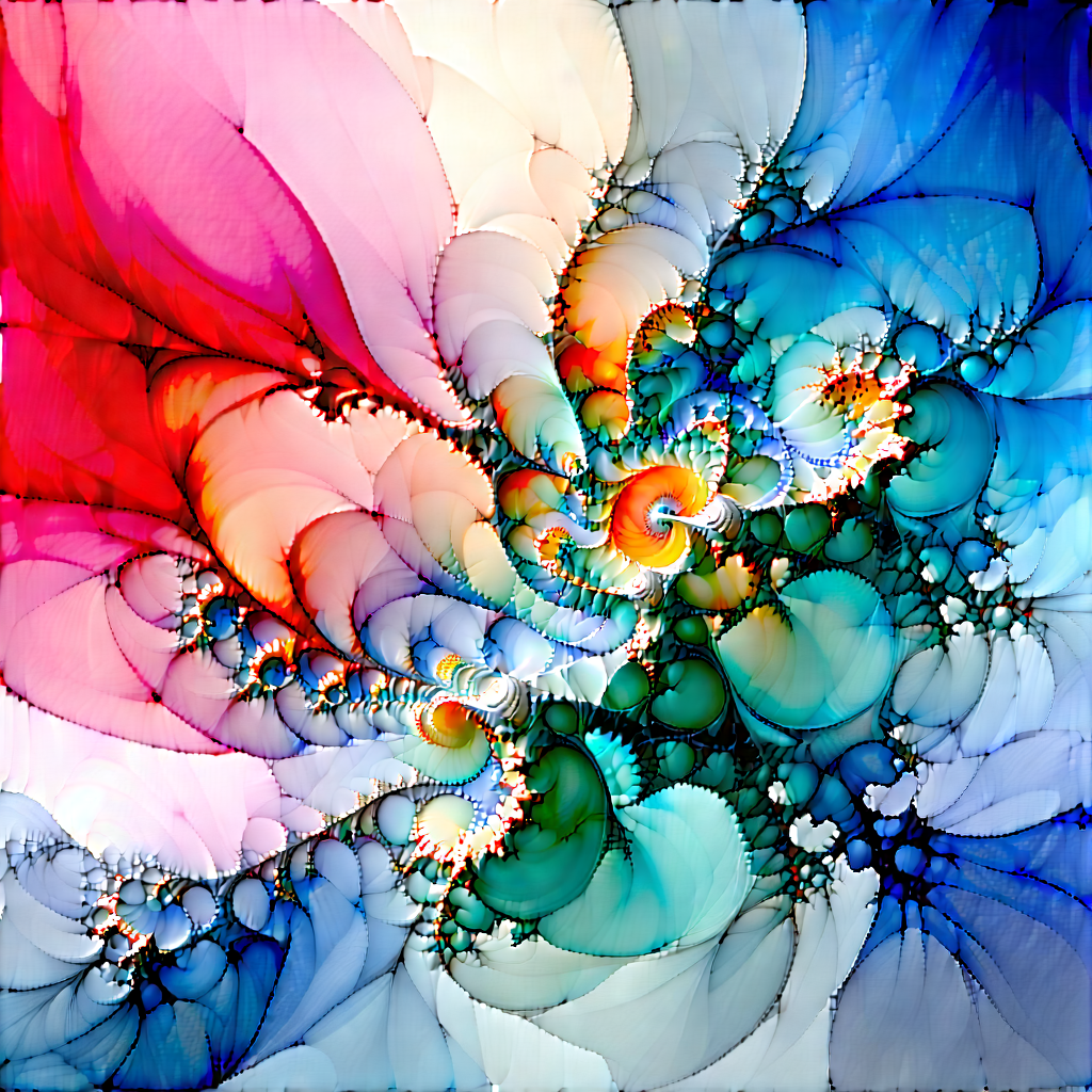 Abstract Watercolor Painting: Fractals with translucent layers