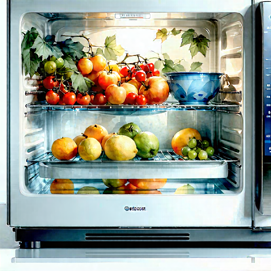 Tech Watercolor Painting: Innovative Smart Appliance Design With Refrigerator Door