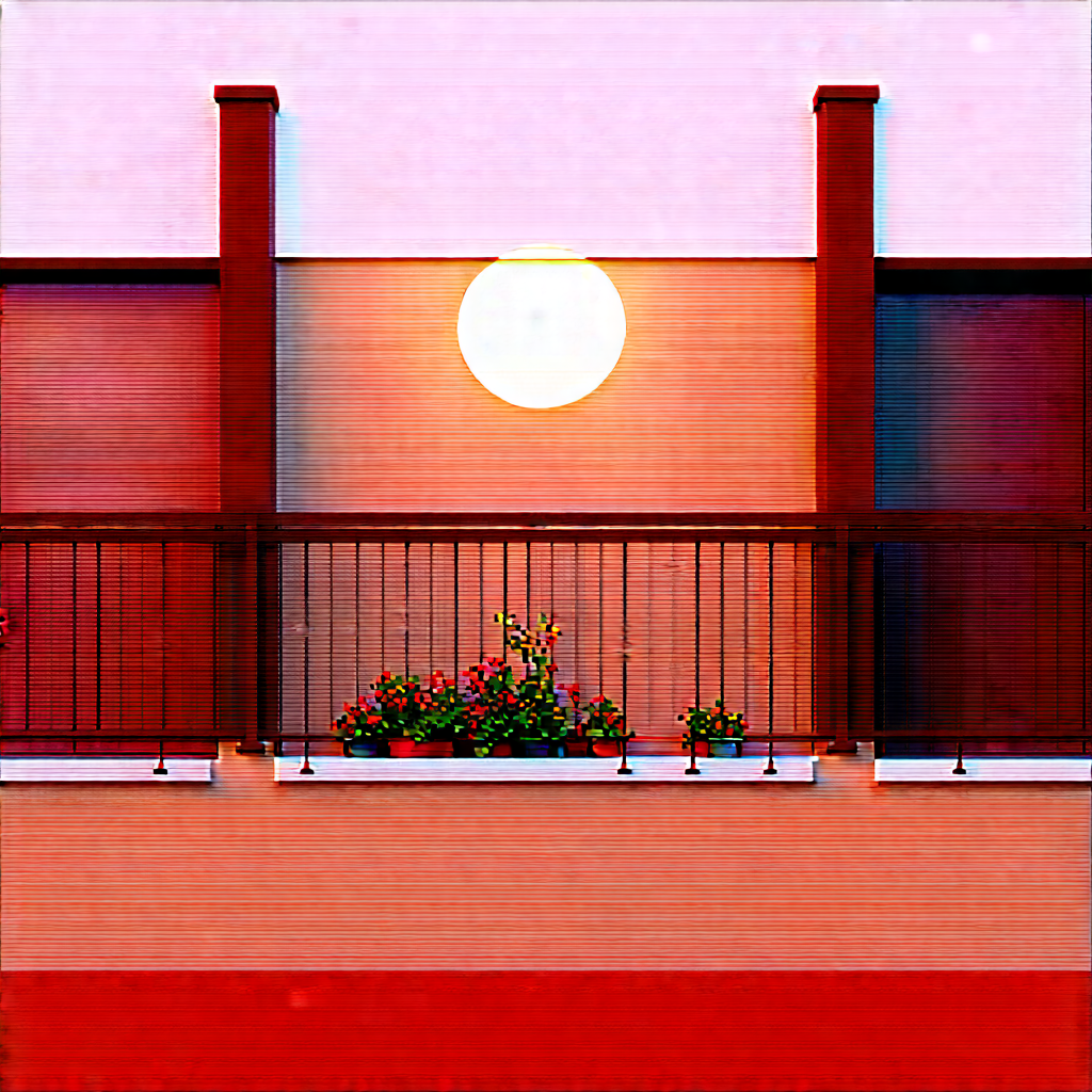 Lifestyle Oil Painting: Balcony Garden With Organized Space With Balcony Flower