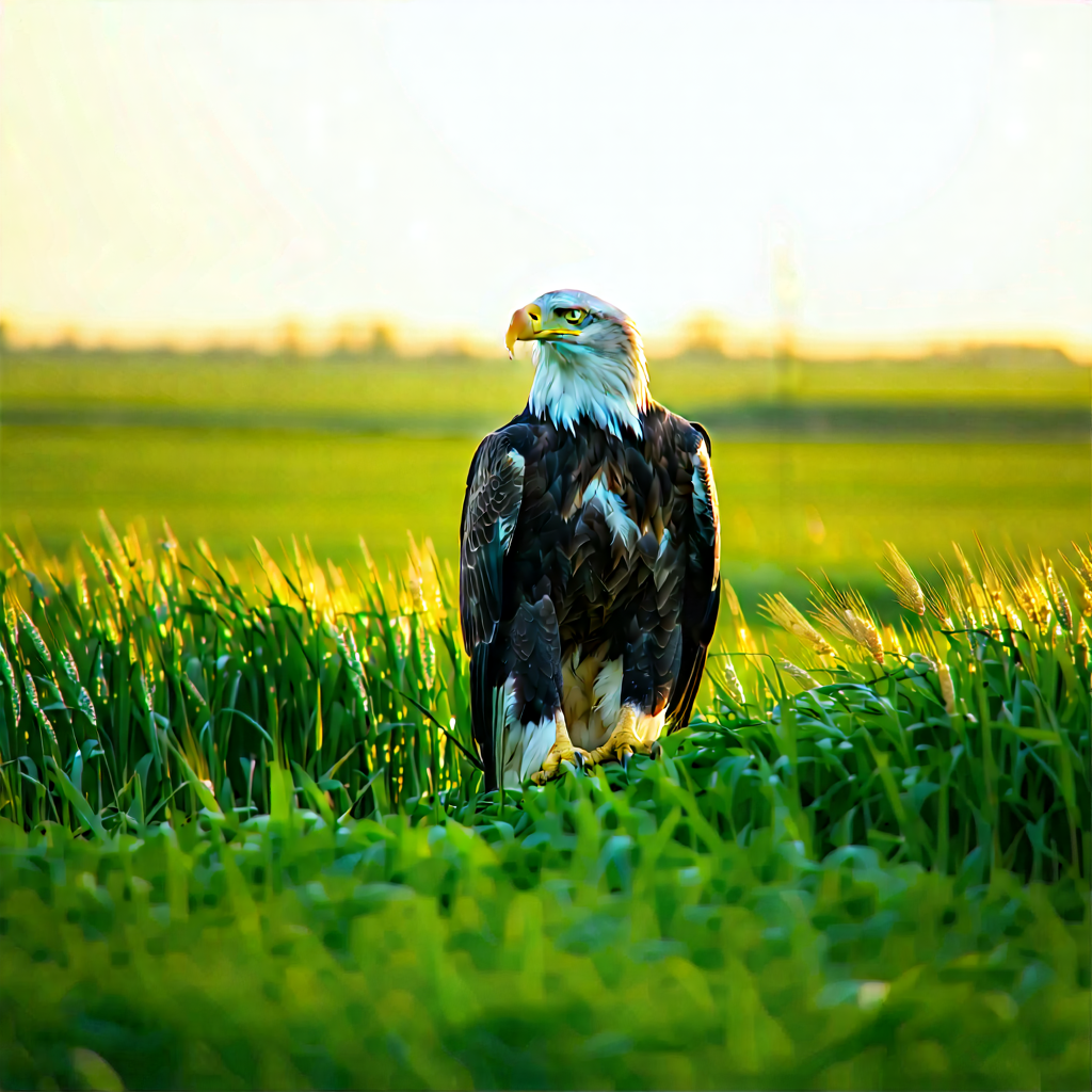 Nature Aerial Photography: Eagle In Prairie Grassland With Bald Eagle