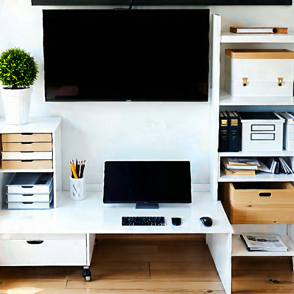 Lifestyle Professional Photography: Home Office With Organized Space With White Desk