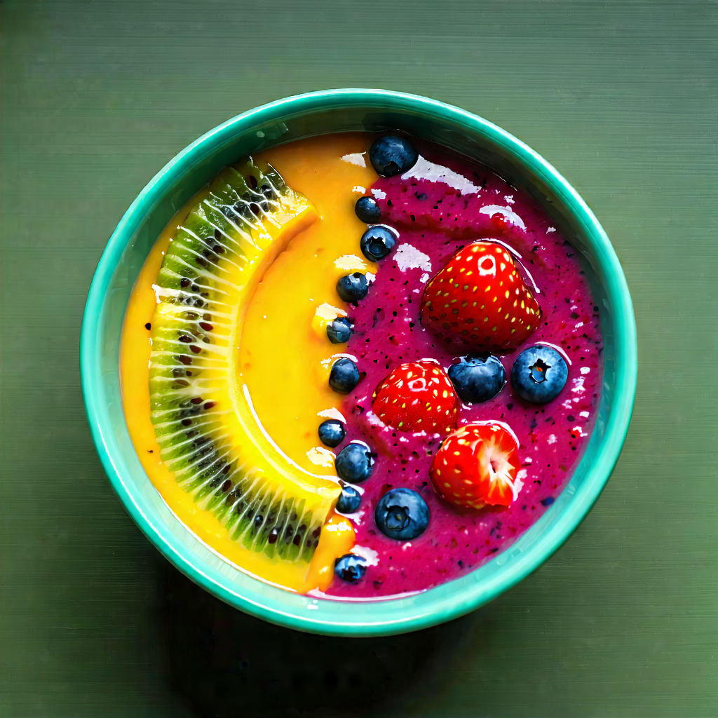 Lifestyle Drone Photography: Smoothie Bowl Prepared With Artistic Presentation With Bowl Fruit