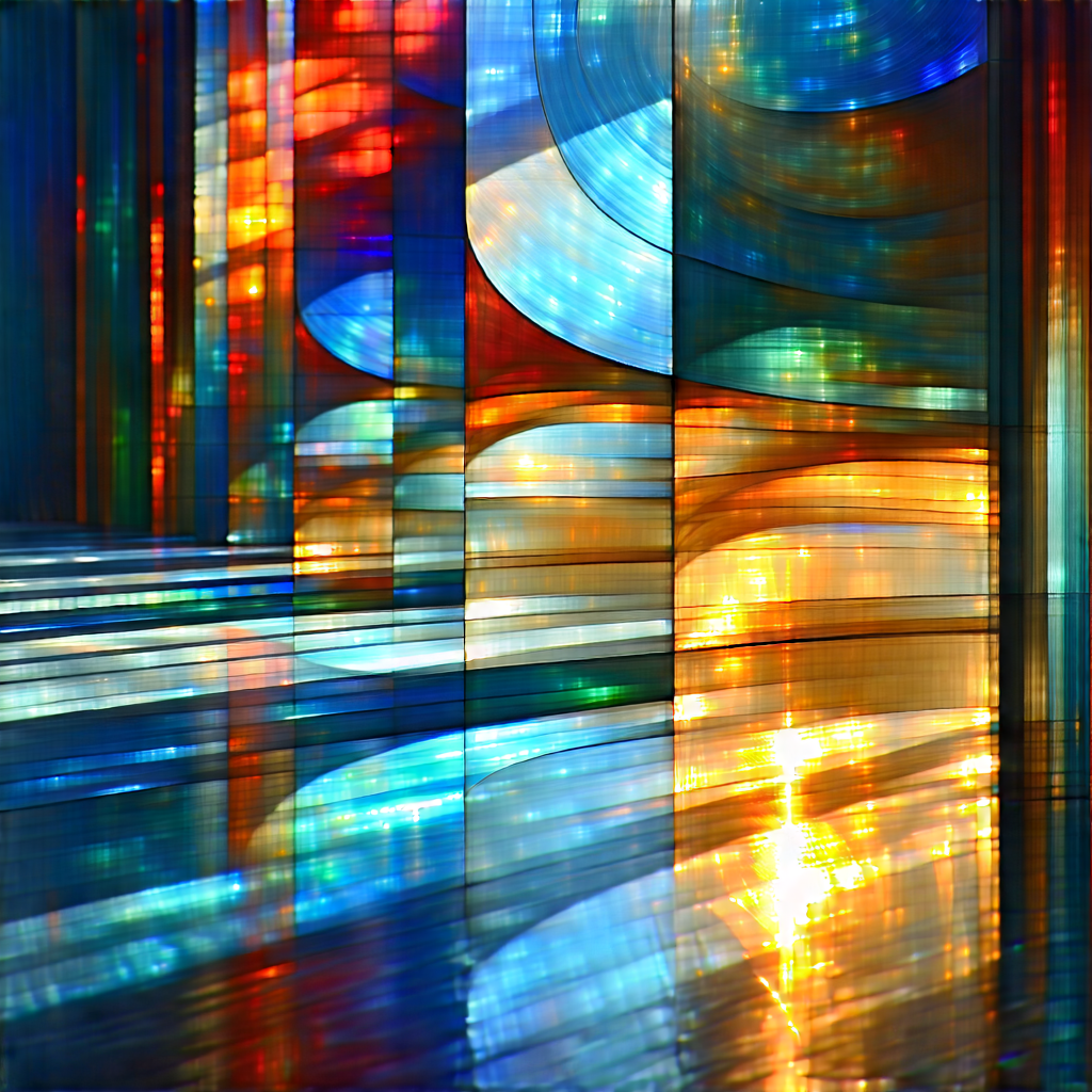 Abstract Art Nouveau Style: Abstract Interpretation Of Light Refraction With Stained Glass