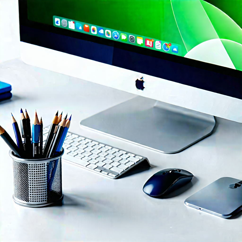 Business Voxel Art: Workplace With Digital Devices On Desk With Computer Desk