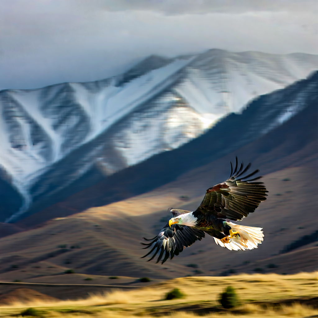 Nature Commercial Photography: Eagle In Mountain Terrain With Bird Prey,