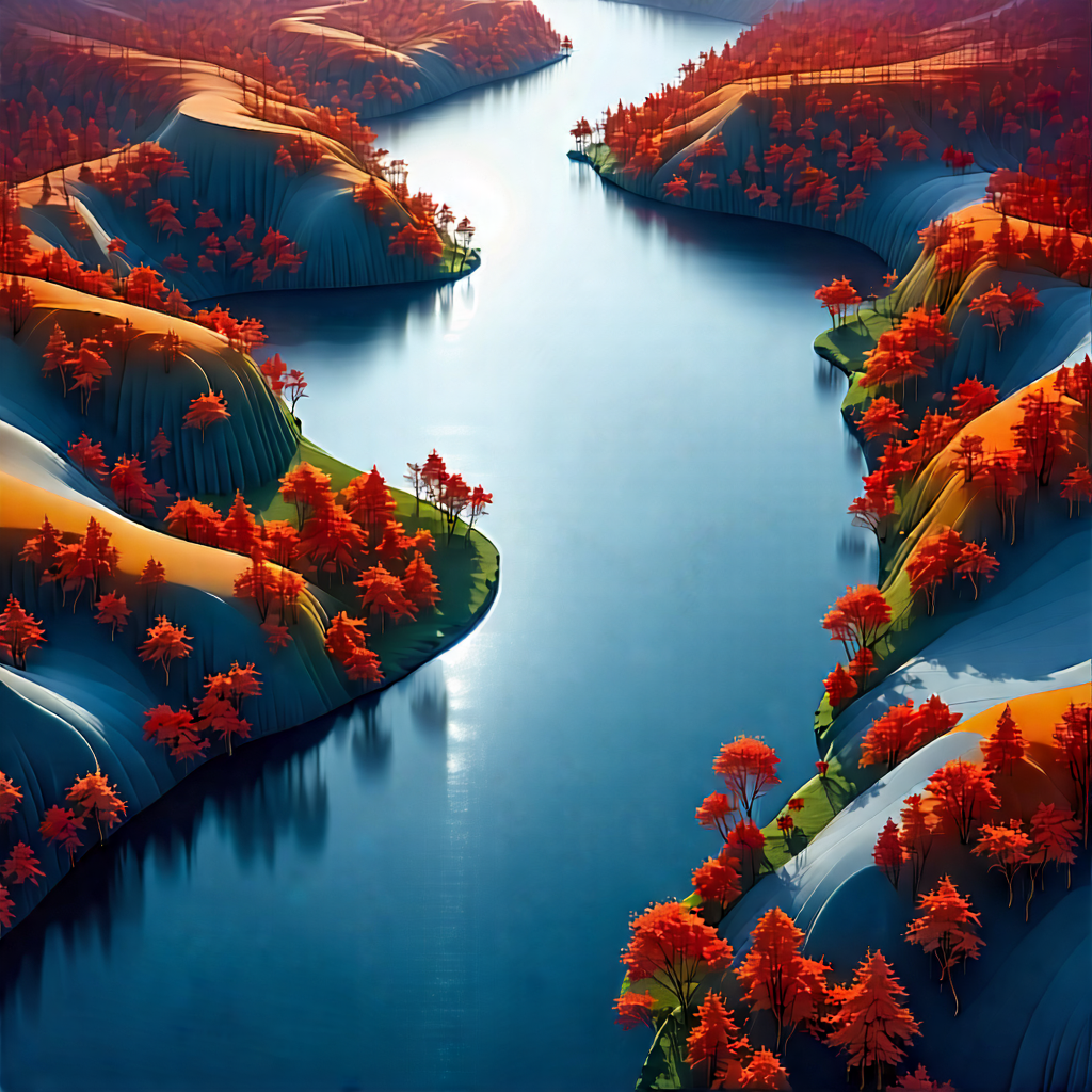 Nature Minimalist Design: Aerial View Of Winding River With Painting River