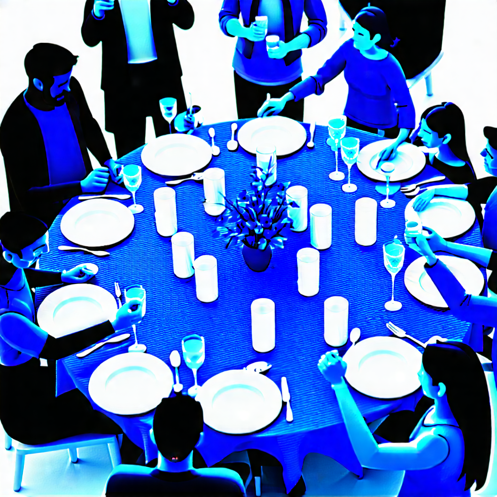 Lifestyle Aerial Photography: Dinner party with diverse friends