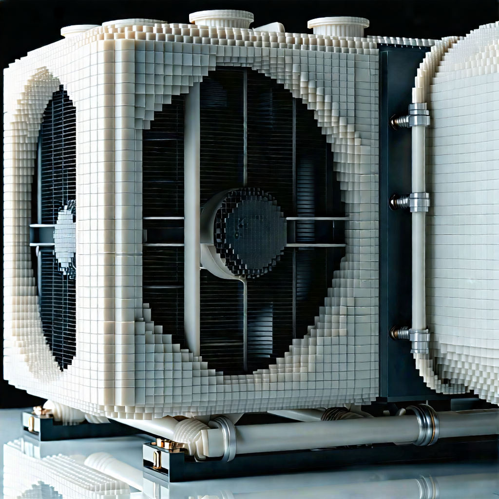 Tech Voxel Art: Close-up of cooling system