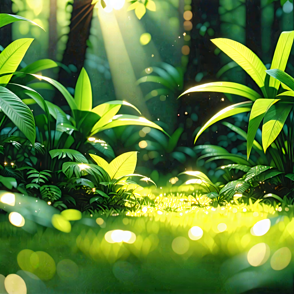 Nature Abstract Design: Tropical plants in sunlit clearing