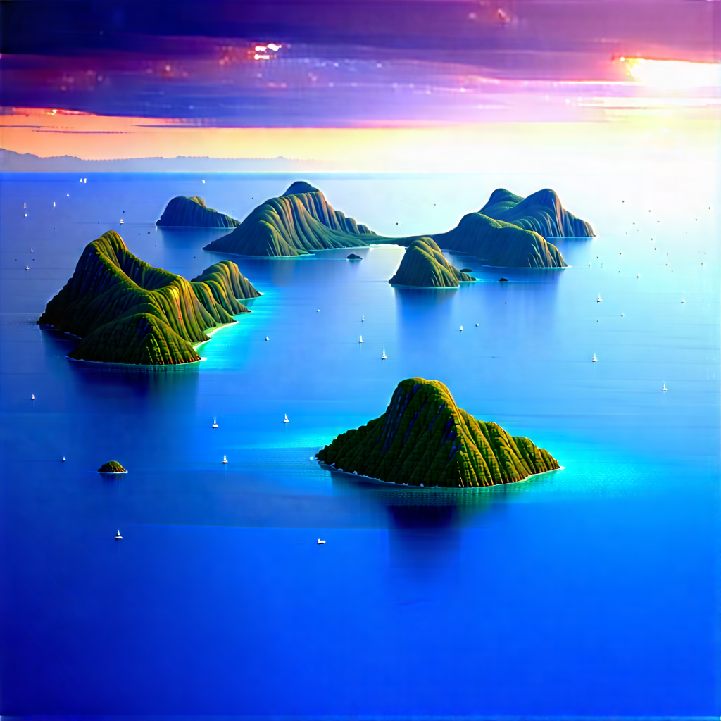 Nature Macro Photography: Aerial View Of Coastal Islands With Beautiful Blue