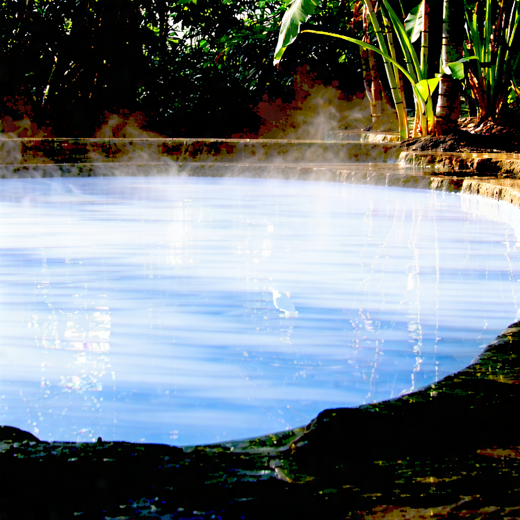 Nature Professional Photography: Hot Spring Surrounded By Lush Vegetation With Large, Blue