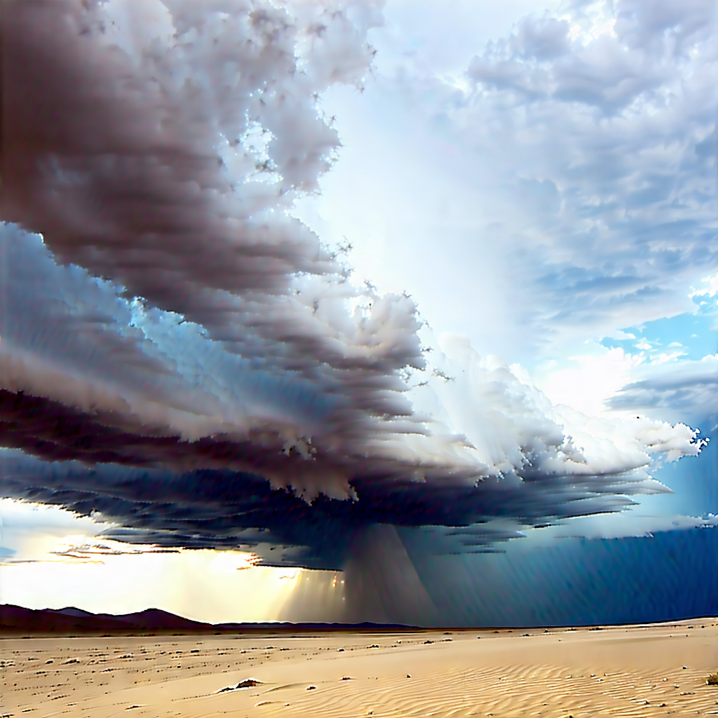 Nature Architectural Photography: Storm (clouds:1.48) Over Desert With Large, Dark