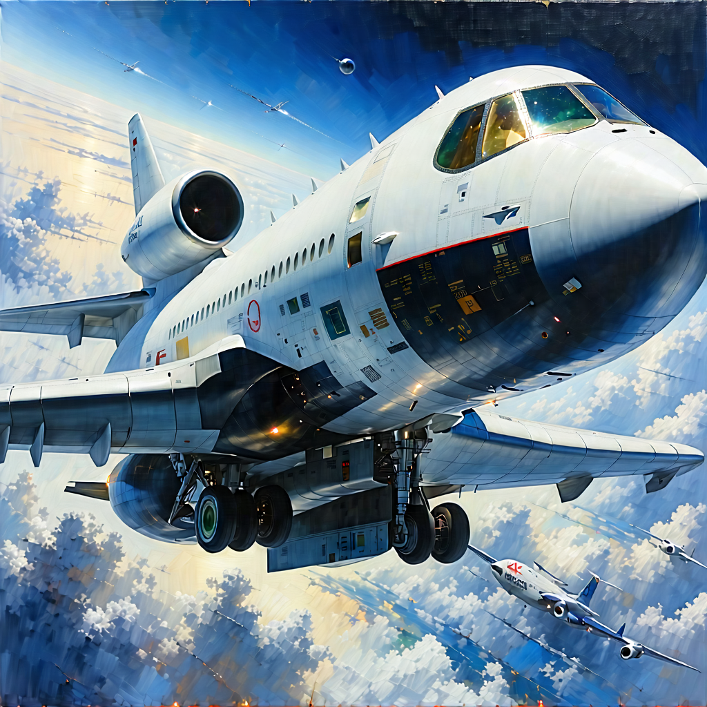 Tech Oil Painting: Aerospace Technology In Research Center With Large White