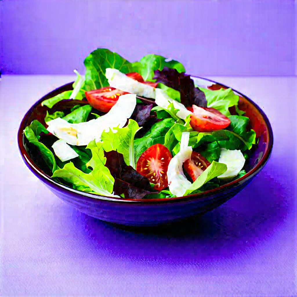 Lifestyle Charcoal Drawing: Fresh Salad Prepared With Organic Components With Large Bowl