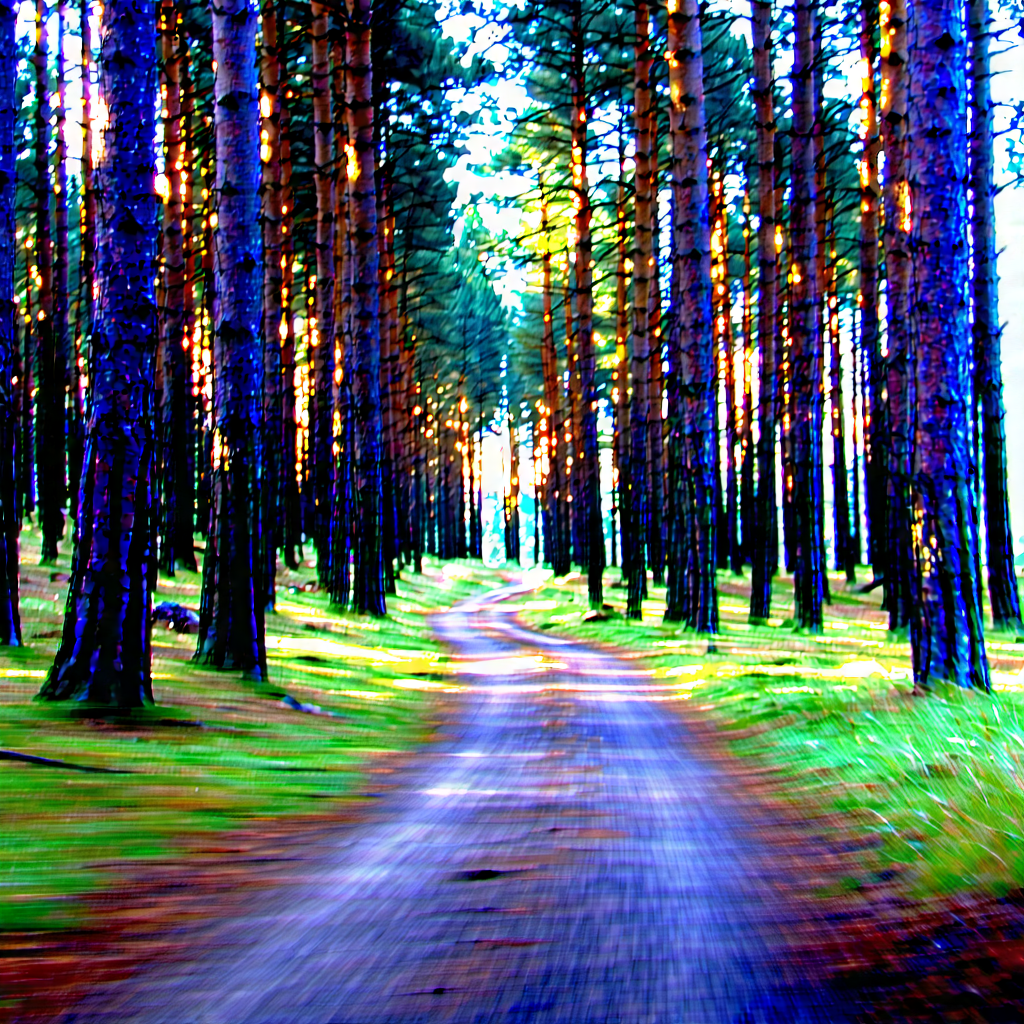 Nature Long Exposure Photography: Path through pine forest
