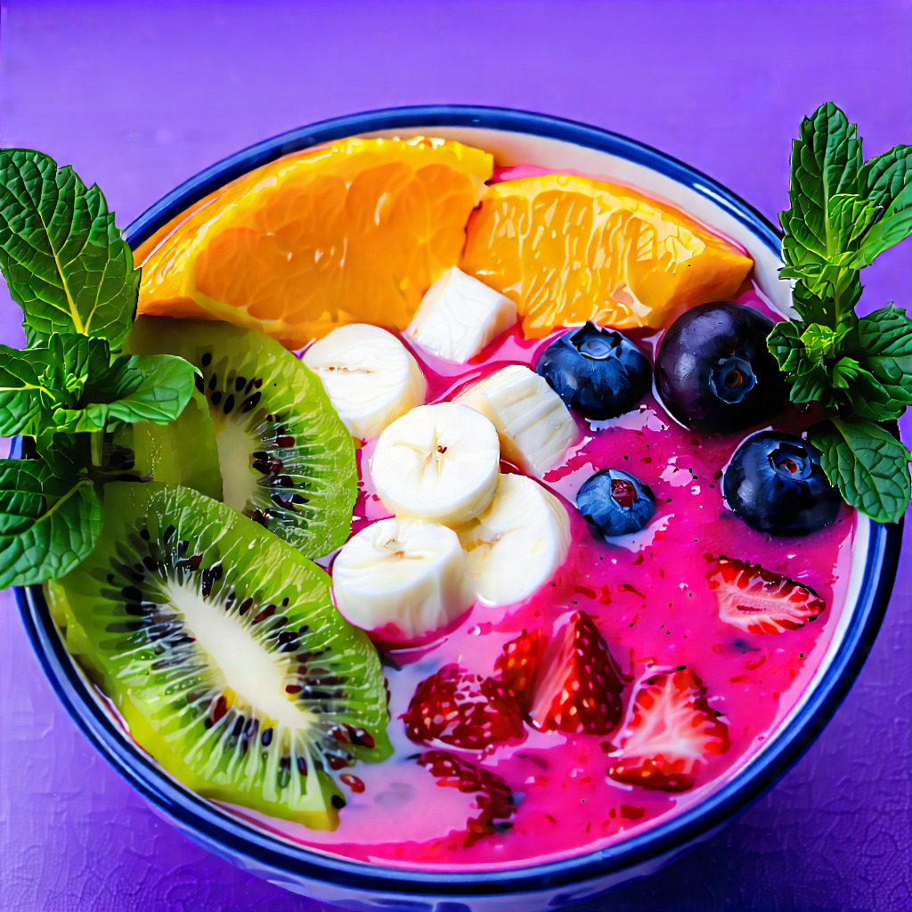 Lifestyle Product Photography: Smoothie Bowl Prepared With Fresh Ingredients With Bowl Filled