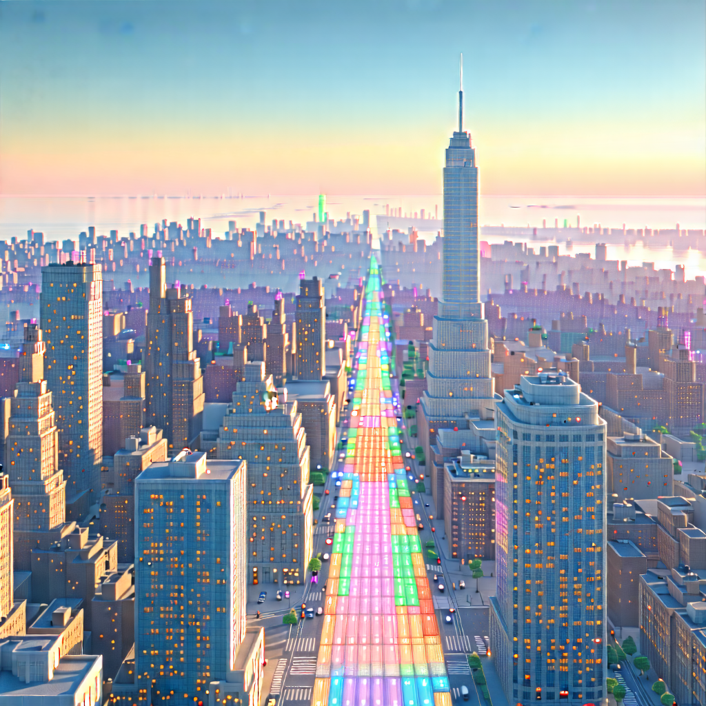 Urban Pastel Drawing: Cityscape Of Urban Skyline During Midday With Computer-generated (cgi)