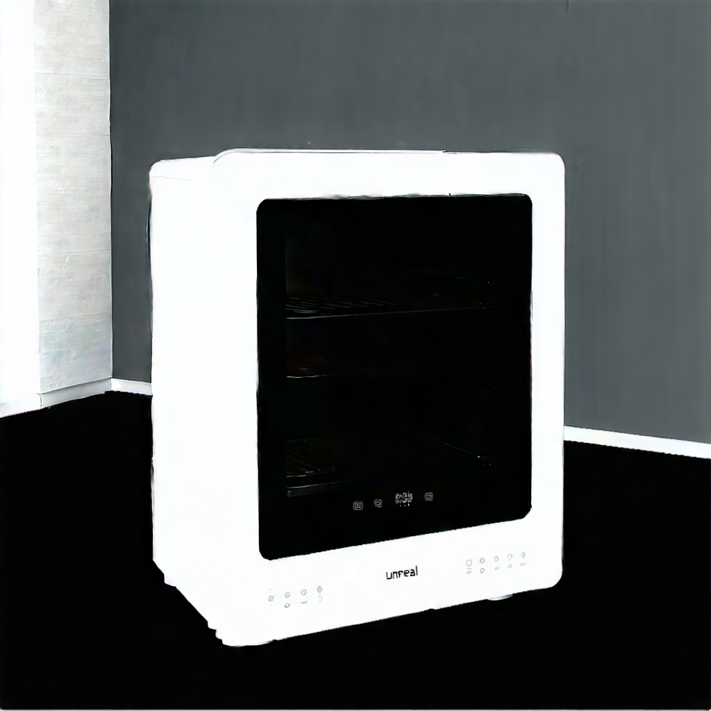 Tech Charcoal Drawing: Innovative Smart Appliance Design With White Microwave