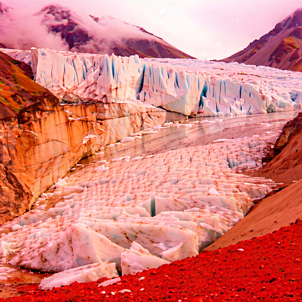 Nature Stock Photography: Glacier In Dry Season With Large Glacier