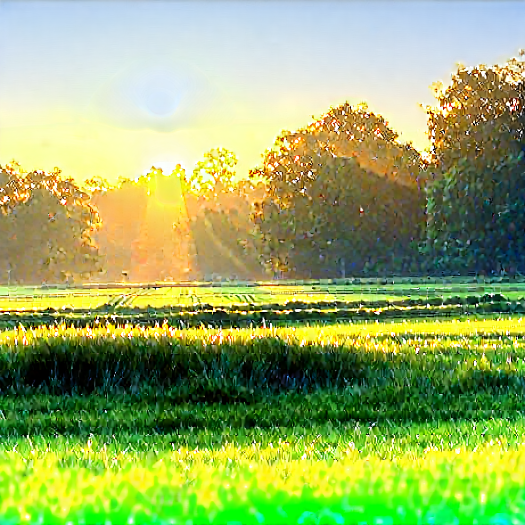 Nature Watercolor Painting: Meadow During Sunrise With Beautiful Sunset