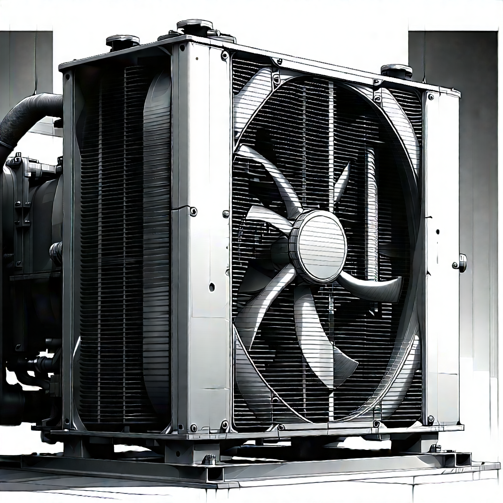Tech Charcoal Drawing: Close-up Of Cooling System With Large, Industrial-sized