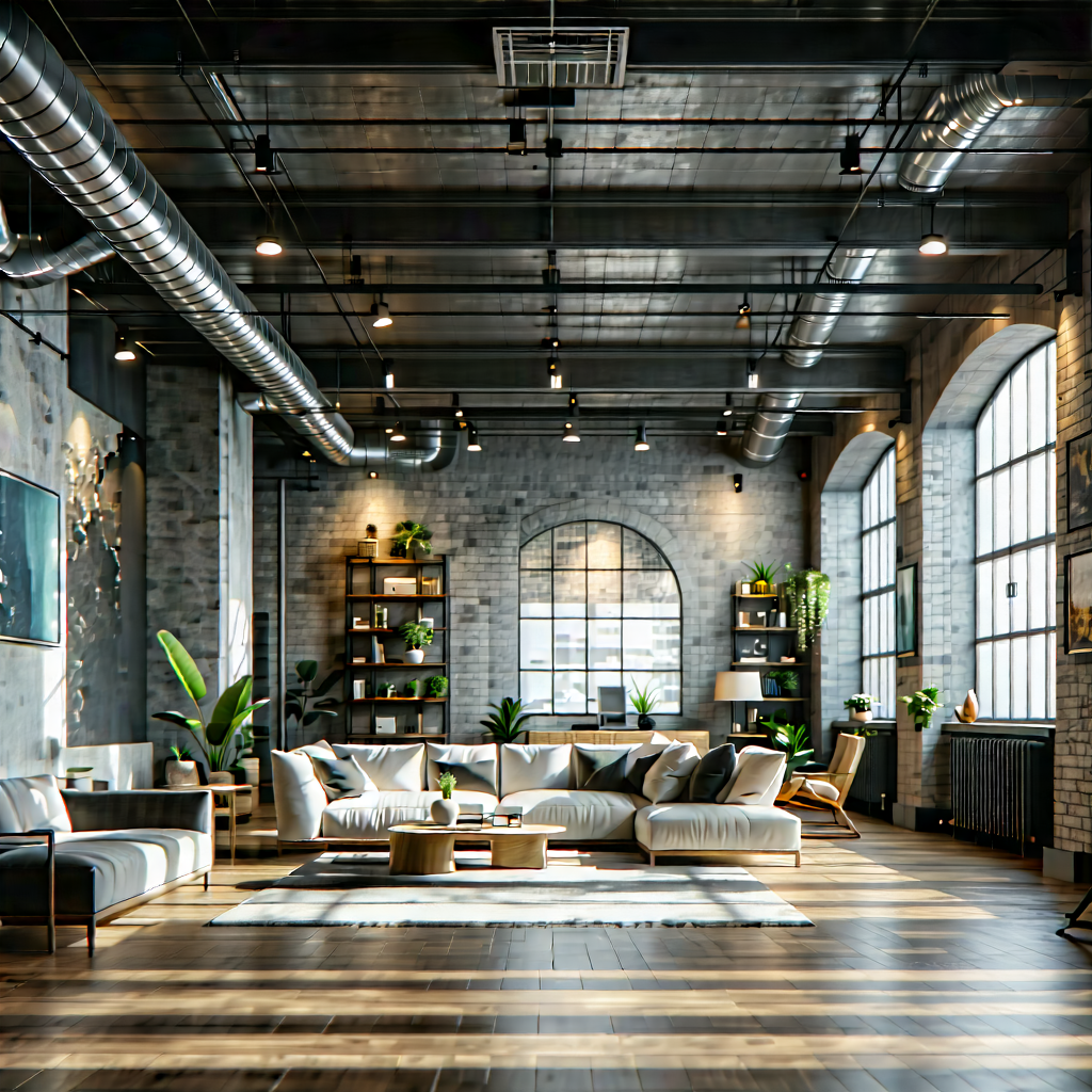 Urban Commercial Photography: Urban Loft With Ornate Details With Large, Open,